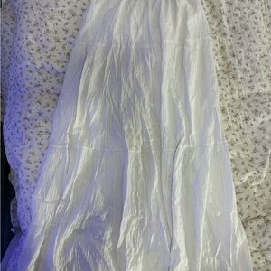 Stradivarius White Maxi Skirt